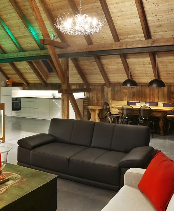 Wohnzimmer in den Country Suites Chalets